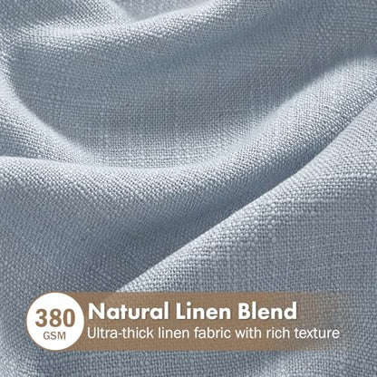 MIULEE Thick Linen Curtains, 42Wx108L, Light Blue Semi Sheer Linen Textured - color: Chambray Blue, size: 42"W x 108"L (Pack of 2)