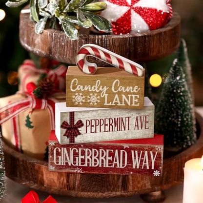 Moucuny 4 Pcs Christmas Table Decor Wooden Candy Cane Decoration Farmhouse - style: Candy Cane
