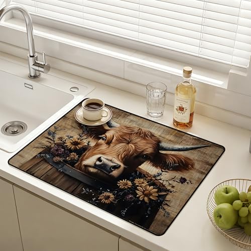 Stove Top Cover for Electric Stoves: All-in-One Heat-Resistant Protector Mat, Non-Slip Kitchen Counter Mat Cow Pattern 28''x20'' - color: CH186