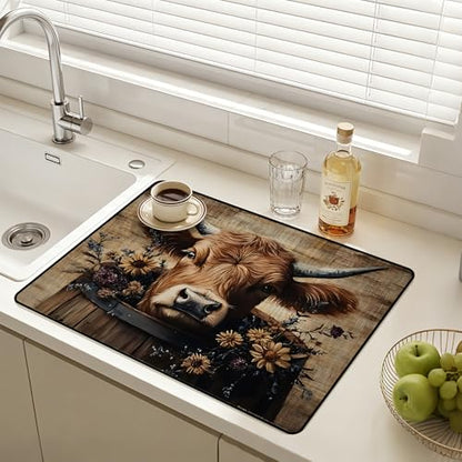 Stove Top Cover for Electric Stoves: All-in-One Heat-Resistant Protector Mat, Non-Slip Kitchen Counter Mat Cow Pattern 28''x20'' - color: CH186