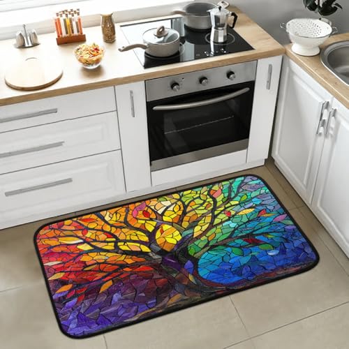 Tree of Life Kitchen Rug Non-Slip Indoor Carpet Absorbent Welcome Mat - color: A:a-2