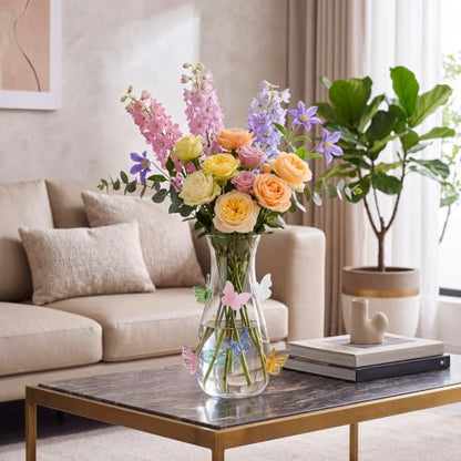 8.5" 3D Butterfly Glass Vase Centerpiece for Wedding, Colorful