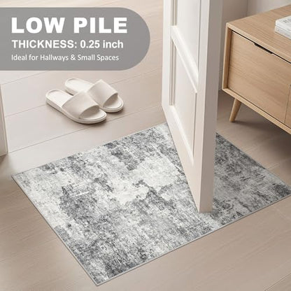 DMOYEST 2x3 Small Area Rug Washable Entryway Rugs Abstract Carpet - color: Grey, size: 2' x 3' (Rectangular)