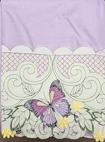 Generic 3-Piece Set Embroidered Window Curtain 2 Panels 1 Valance for Kitchen Restaurant Bar BR (Lilac BR-45) - color: Lilac Br-45