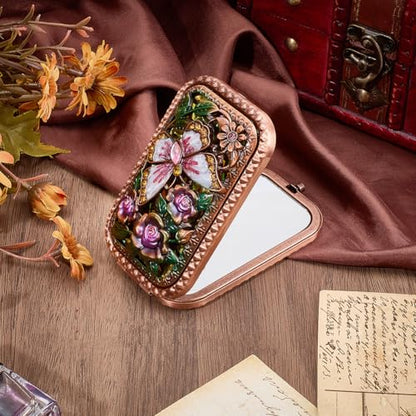 Vintage Foldable Compact Makeup Mirror Pocket Makeup Mirror - style: Style 5