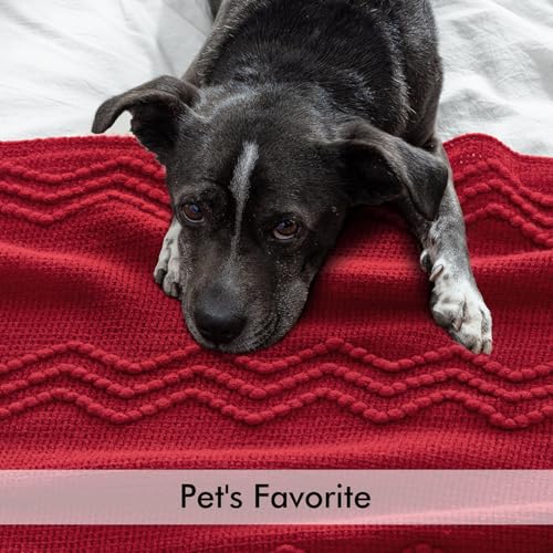 MIULEE Christmas Red Knitted Boho Throw Blanket for Couch 50"x60" - color: Christmas Red, size: 50" x 60"