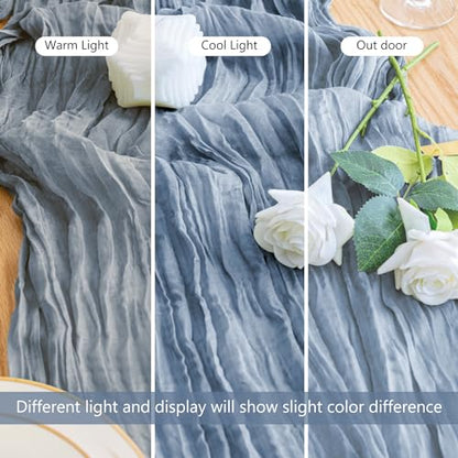Cheesecloth Table Runner 10FT Dusty Blue Boho Gauze Sheer Runners - color: Dusty Blue, size: 1 Pack