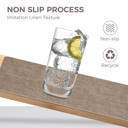 NCUE Vinyl Placemats Set of 4, 17"x12" Wipeable Place Mats with Coasters - color: Light Coffee, size: Set of 4