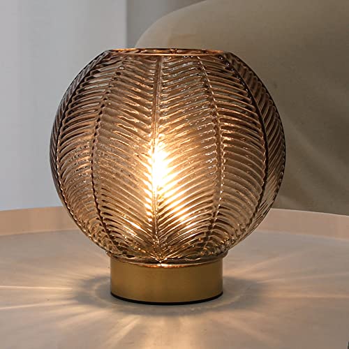 LUSHARBOR Battery Operated Decorative Glass Table Lamp with Timer Amber - color: Orb-Amber