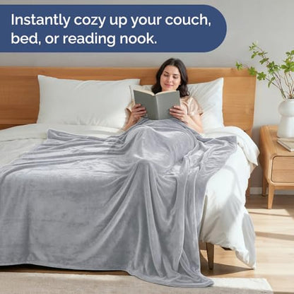 Fleece Blanket Twin- Ultra-Soft Flannel Fleece Blanket - Grey - color: 06 - Grey, size: Twin (60" x 80")