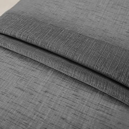 KOUFALL Gray Valances for Windows,Sheer Linen Look Valance Curtains for Kitchen Bathroom Living Room,Charcoal Dark Grey,18 Inch Length - color: Dark Grey