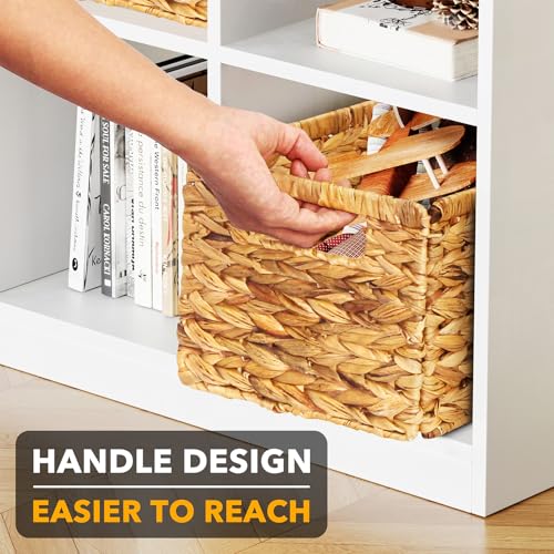 SpaceAid 6 Pack Wicker Basket, Storage Baskets for Organizing, Woven Rattan Basket with Handles for Shelves, Water Hyacinth Large Cube Organizer Storage Bin, 13x8.2x7 inch, Natural - size: 6-Pack, 13x8.2x7in