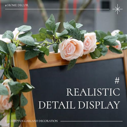 Der Rose 2Pcs 6.5FT Pink Rose Fake Flower Garland for Wedding Backdrop - color: Pink Rose 2 Pcs