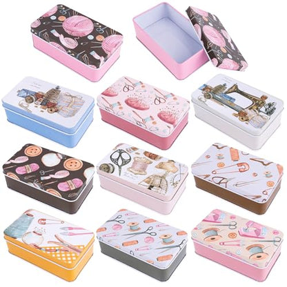 Framendino, 5 Pack Mini Tinplate Tin Boxes Trinket Jewelry Coin Containers for Jewelry Storage Case (Random Color) - color: Sewing
