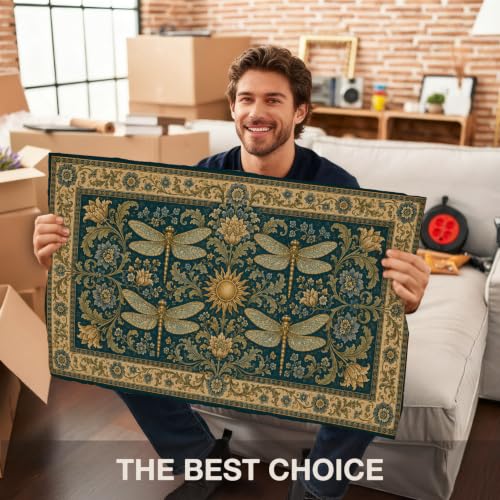 Boho Dragonfly Floral Faux Coco Coir Doormat Door Mat 17x30 - color: Boho Dragonfly
