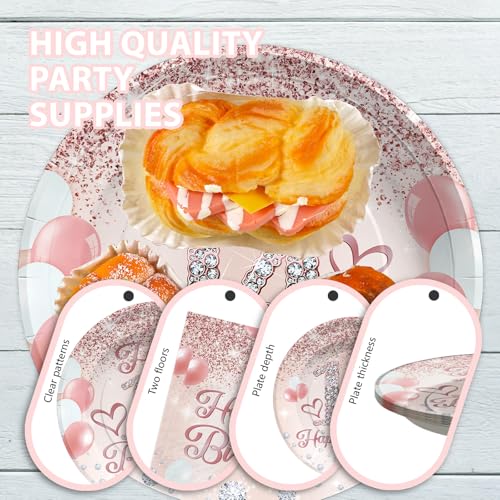 Grencian 96Pcs Rose Gold 14th Birthday Party Decorations, Serves 24 - style: Rose Gold 14th Birthday