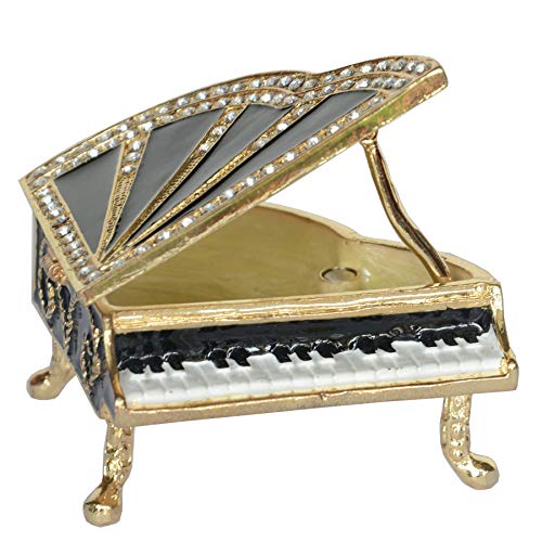Musical Piano Trinket Box Jewelry Box Hand Painted Decorative Box with Hinged Lid Ring Earring Holder Table Figurine Collectible - color: Piano