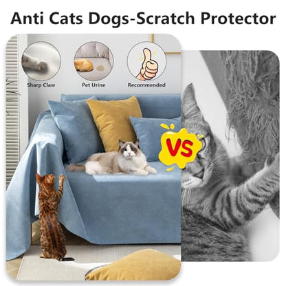 STACYPIK Waterproof Blue Couch Cover for Pets, Anti-Cat Scratch Sofa Covers - color: A-waterproof-sky Blue, size: Medium-II Size(71" X102")