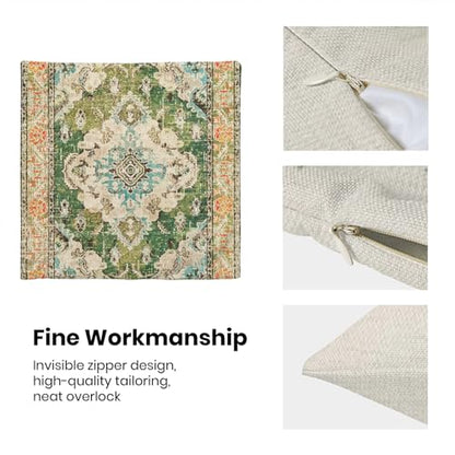 Green Carpet Rug Design Boho Pillow Covers 16x16 Set of 2 - color: Boho-14, size: 16" x 16" (Pack of 2)