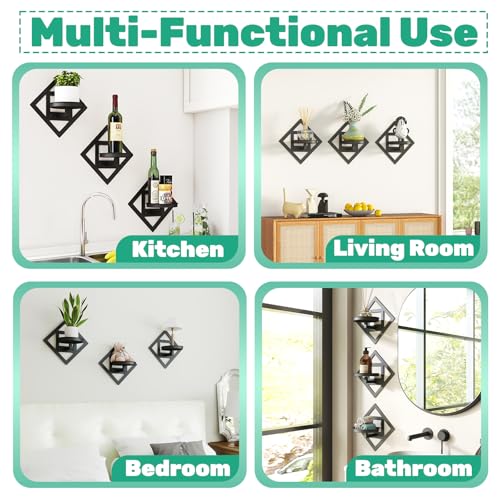 Metal Wall Plant Holder Flower Shelf 3Pcs Indoor Outdoor - color: Diamond shaped -3Pcs
