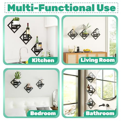 Metal Wall Plant Holder Flower Shelf 3Pcs Indoor Outdoor - color: Diamond shaped -3Pcs