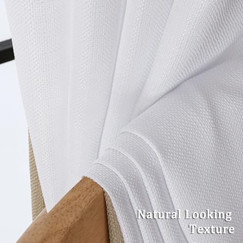 Lecloud White Curtains for Bedroom 45 Inch Length, 2 Panels - color: White, size: 30"W x 45"L (Pack of 2)
