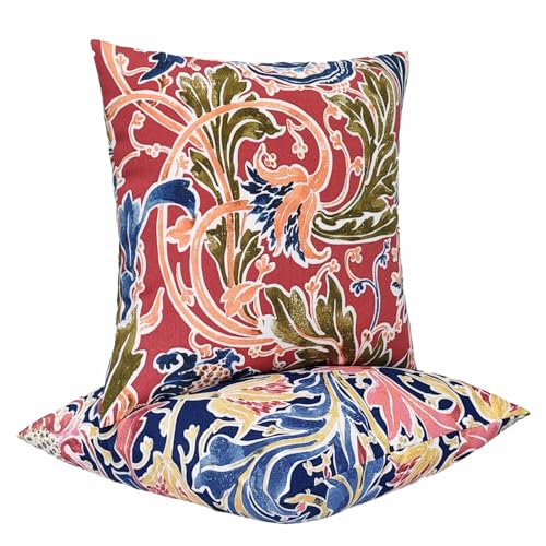 JMGBird Outdoor Pillowcases Waterproof Outdoor Pillows Covers - color: 2 Large Flowers, size: 18" x 18" (Pack of 2)