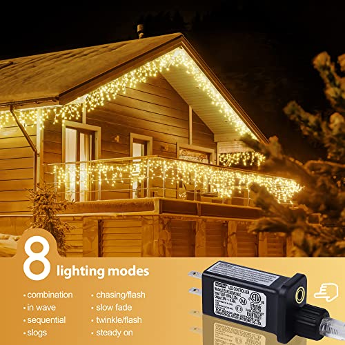 300 LED Icicle Lights,33FT Icicle Christmas Lights Warm White - color: Warm White