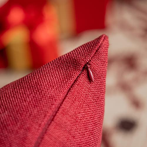 Home Brilliant 16x16 Pillow Covers Linen Burlap Pillowcases 2 Pack Cushion Covers for Sofa Bench, 16 x 16 inch, 40x40 cm, Bungurdy Red - color: Burgundy, size: 16" x 16" (Pack of 2)