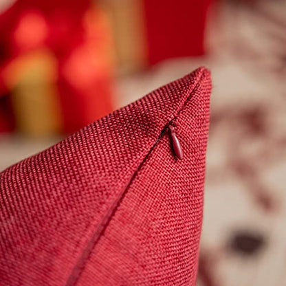 Home Brilliant 16x16 Pillow Covers Linen Burlap Pillowcases 2 Pack Cushion Covers for Sofa Bench, 16 x 16 inch, 40x40 cm, Bungurdy Red - color: Burgundy, size: 16" x 16" (Pack of 2)