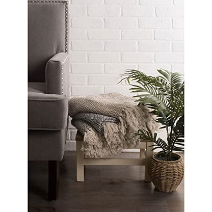DII Rustic Farmhouse Double Diamond Woven Throw, 50x60, Stone - color: Stone, size: 50x60"