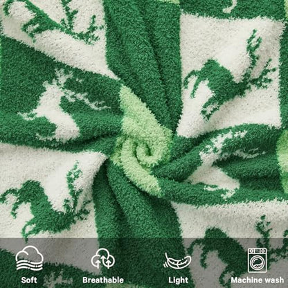 CYMULA Christmas Knit Throw Blanket - Super Soft Cozy Fuzzy Blankets for Couch, Sofa & Bed, Holiday Throw Blanket，60"x80" - color: Christmas Reindeer, size: Twin(60"x80")