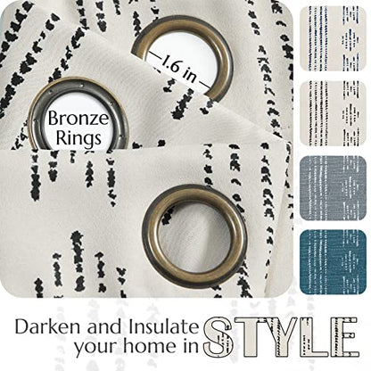 jinchan Boho Blackout Curtains 54 Inch Length for Bedroom - color: Boho | Black on Beige, size: 52"W x 54"L (Pack of 2)