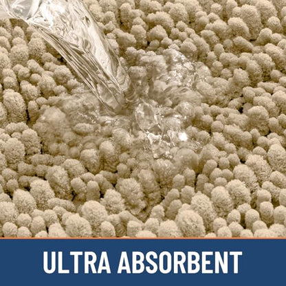 Smiry Bathroom Rugs 70X24, Extra Soft Rubber Backing Chenille Bath Mats - color: Beige, size: 70'' X 24''