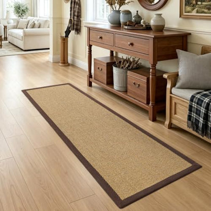 DEXI Jute Runner Rug 2x7, Rug Runners for Hallways, Natural/Brown - color: Natural/Brown, size: 2' x 7' (Runner)