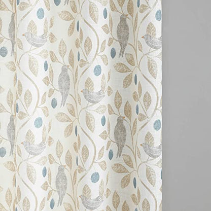 VOGOL Birds & Leaves Print Curtains, Rod Pocket Drapes, 42 x 45, 2 Panels - color: Birds, size: 42"W x 45"L (Pack of 2)