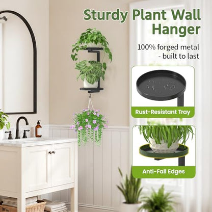LASZOLA Plant Hanger Holder Window Shelf Wall Mounted Indoor, 2 Pcs Black - color: Dark Black, size: 2