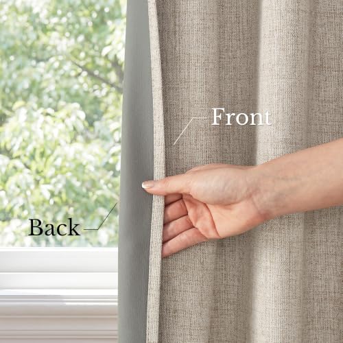 NICETOWN 100% Blackout Curtains for Kitchen 63" L Set of 2, Natural - color: Natural, size: 42"W x 63"L (Pack of 2)