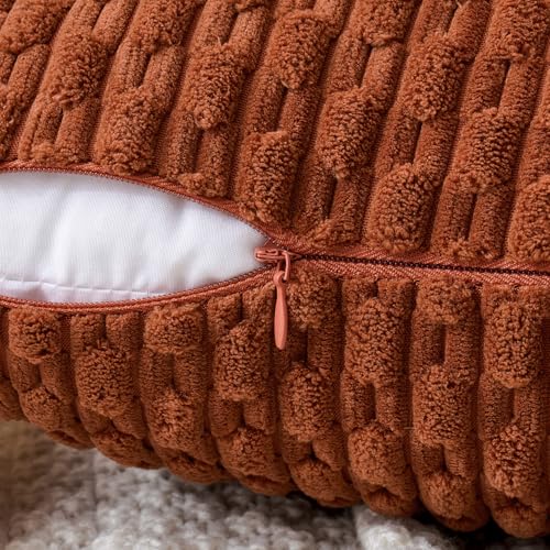 MIULEE Fall Decorative Throw Pillow Covers 16x16 Burnt Textured Corduroy - color: Burnt, size: 16" x 16" (Pack of 2)