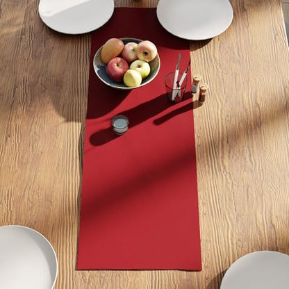 Encasa XO Table Runner, Cotton Canvas Dining Runner 13"x36" - color: Deep Red, size: 13x36 in