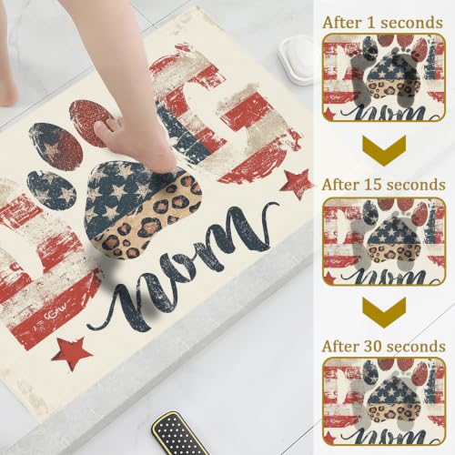 American Flag Dog Mom Bath Mat Rug, Dog Lover Door Mat Doormat Entrance Non-Slip Bathroom Rugs for Entryway Bathroom Kitchen 17 x 30 Inch - color: American Flag Dog Mom