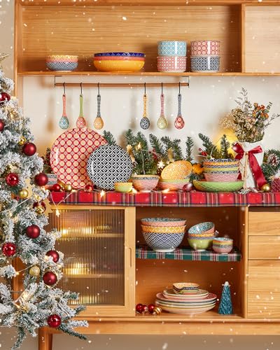 Metahom Ceramic Small Serving Spoons, Colorful Soup Spoon Set of 6 - size: 6.25 inch