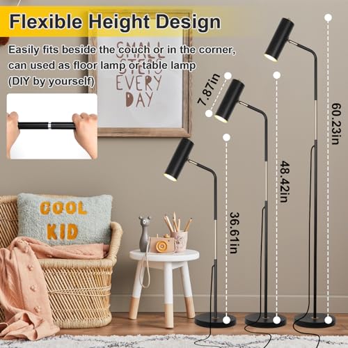 LALISU Floor Lamp, Industrial Floor Lamps for Living Rooms & Bedrooms - color: LED Black