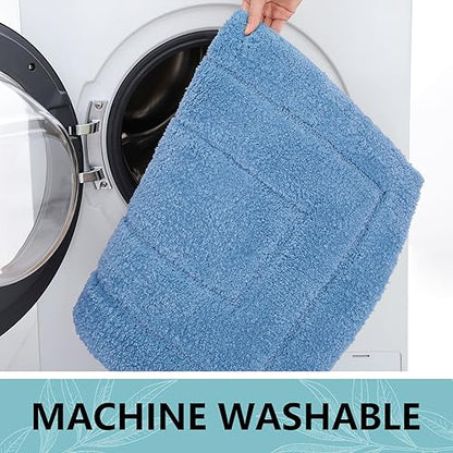 Buganda Microfiber Bathroom Rugs 24x16, Soft Shaggy Absorbent Bath Rugs - color: Blue, size: 24" X 16"