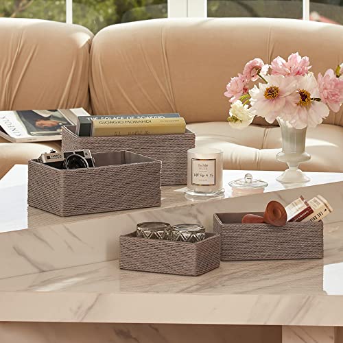 LA JOLIE MUSE Bathroom Basket Organizers, Paper Rope Storage, Grey 4 Pack - color: Gray