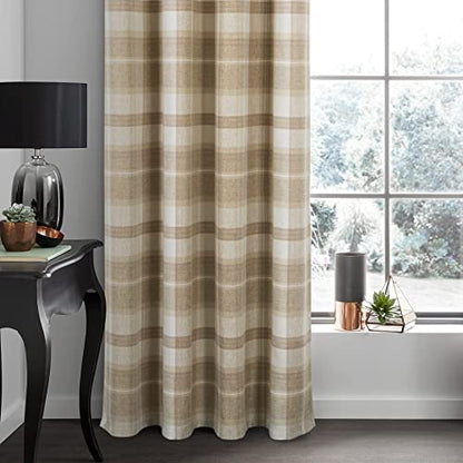 always4u Plaid Curtains for Bedroom Living Room 100% Blackout Thermal Energy Saving Woolen Look Grommet Curtains 63 Inch Length 2 Panels Beige - color: Beige, size: 45"W x 63"L (Pack of 2)
