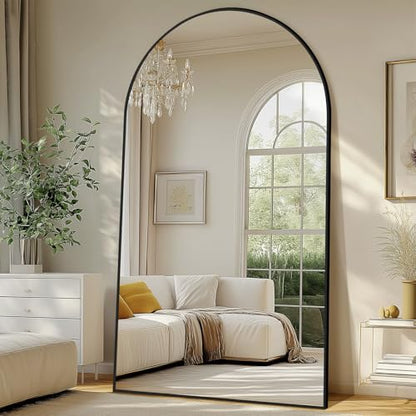 MirrMuse Oversized Arched Full Length Mirror with Stand, 82"X44", Black - color: Black-arch, size: 82"L x 44"W