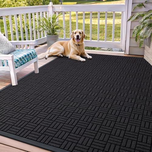 OLANLY Front Door Mat Outside Entrance 71x47, Heavy-Duty Rubber Doormat - color: Black, size: 71" X 47"