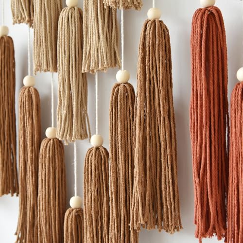 Macrame Wall Hanging Yarn Boho Handmade Wave Tassel Home Decor 47"W*39"L - color: Multi