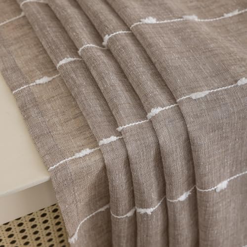 Taupe Sheer Curtains 63 Inches for Living Room Faux Linen 2 Panels - color: Taupe, size: 52"W x 63"L (Pack of 2)